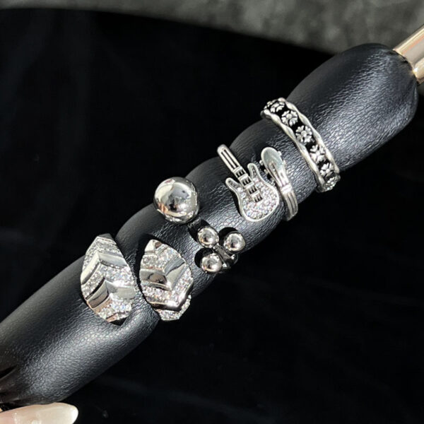 Punk Style Minimalist Open Ring for Women Guitar Ball Design Trendy INS Finger Ring Fashion Jewelry