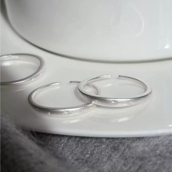 Korean Minimalist Matte Five Pointed Star Copper Silver Plated Ring Stackable Versatile High End Slim Fashion Ring