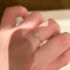 Golden Three Dimensional Zircon-inlaid Mini Flower Twist Rope Ring French Retro Style Open Ring Women's Copper Fashion Ring