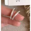 Korean Minimalist Matte Five Pointed Star Copper Silver Plated Ring Stackable Versatile High End Slim Fashion Ring