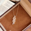 New Double Layer Cross Ring Pendant Inlaid Zircon Bamboo Copper Light Luxury All Match Niche High End Clavicle Fashion Necklace