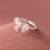 New High End Copper Lace Bow Ring Elegant Fashionable Small Scale Design Exquisite Wedding Gift Finger Ring Accessory Wholesale