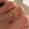 Golden Three Dimensional Zircon-inlaid Mini Flower Twist Rope Ring French Retro Style Open Ring Women's Copper Fashion Ring
