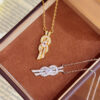 New Double Layer Cross Ring Pendant Inlaid Zircon Bamboo Copper Light Luxury All Match Niche High End Clavicle Fashion Necklace