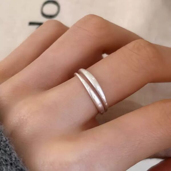 Korean Minimalist Matte Five Pointed Star Copper Silver Plated Ring Stackable Versatile High End Slim Fashion Ring